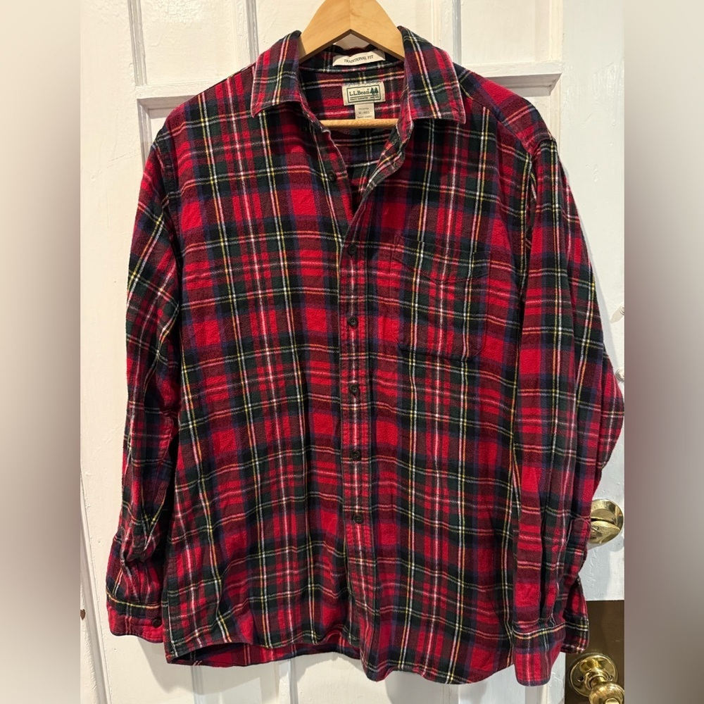 L.L. Bean Red and Black Plaid Men's Shirt
